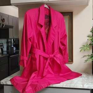 80s Othello Pelle Fuchsia Trench Coat 5/6
